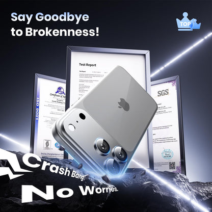 Hoerrye for iPhone 17 Pro Max Camera Lens Protector - [12FT Shatterproof Military Grade] [Strong Adsorption] Metal 9H+ Tempered Glass Camera Screen Full Protective Cover Case Friendly,Silver