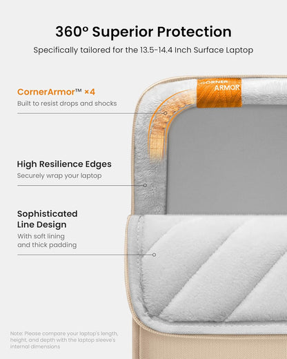 tomtoc 360° Protective Laptop Sleeve for 13.5-14.4 Inch Surface Laptop Studio/6/5/4/3, Surface Book, Water-Resistant Computer Case for Acer Aspire/Swift 14, ASUS Vivobook/Zenbook 14, Jumper EZbook X3