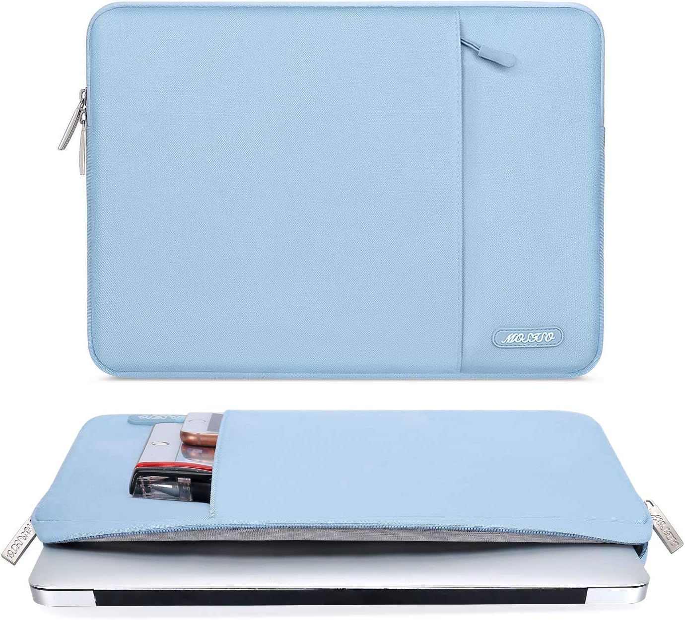 MOSISO Laptop Case 13 inch, 13 inch Laptop Sleeve Compatible with MacBook Air M4 M3 M2 M1 2025-2018 / Pro M2 M1 2025-2016, Polyester Vertical Computer Sleeve Bag with Pocket, Air Blue