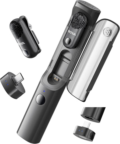 BOYA Magic-05 Wireless Lavalier Microphone, 30Hrs Battery,328FT Los Range, Safety Track &Limiter, Ai Noise Reduction USB-C Wireless Lapel Mini Mic for Android iPhone 16/15 Audio Video Live Broadcast