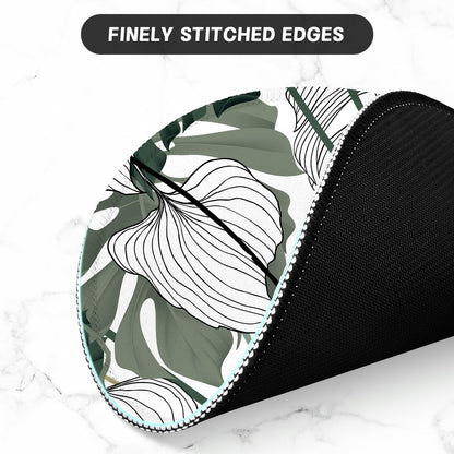 ITNRSIIET Round Mouse Pad with Stitched Edge Premium-Textured Waterproof Non-Slip Rubber Base Desktop Protection Mat Diameter 8.7 inches, Tropical Plant