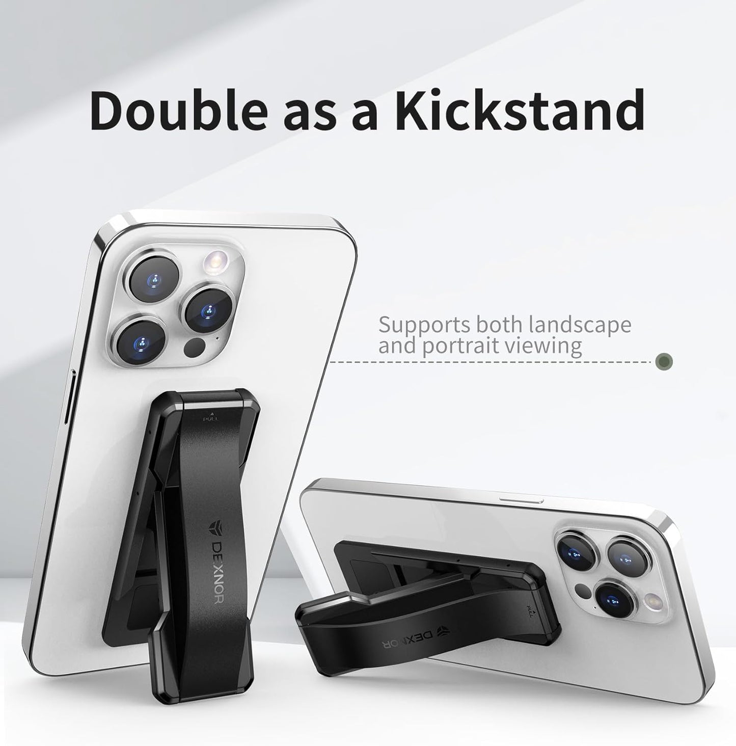 Dexnor New Upgrade Phone Grip, Phone Holder for Hand [2-in-1] Phone Strap with Kickstand Phone Finger Holder Compatible with Most iPhone Samsung Phone Case, Black