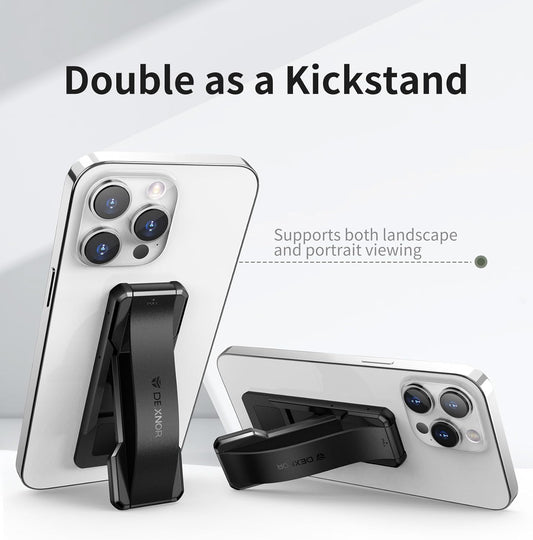 Dexnor New Upgrade Phone Grip, Phone Holder for Hand [2-in-1] Phone Strap with Kickstand Phone Finger Holder Compatible with Most iPhone Samsung Phone Case, Black