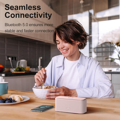 DOSS SoundBox Touch Wireless Bluetooth Speaker with 12W HD Sound and Bass, IPX5 Water-Resistant, 20H Playtime, Handsfree, Portable for Office, Home, Outdoor, Travel- Light Pink