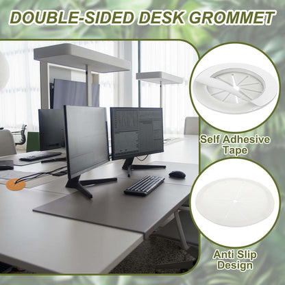 PATIKIL Desk Grommet 3-3/16", 4 Pcs Round Cable Grommet Cord Hole Cover with Adhesive Tape Flexible Table Wire Organizer for Office Home Table Countertop, Light Gray