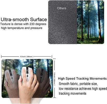 Forest Mouse Pad, Natural Scenery Mouse Pad Custom Design, Square Waterproof Mouse Pad Non-Slip Rubber Base MousePads for Office Laptop, 9.5x7.9x0.12 Inch, Nature Misty Forest