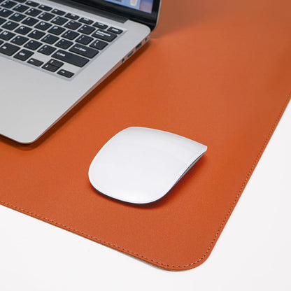 Leather Desk pad Protector, Large Desk mat with Natural Cork & PU Leather,Mouse pad,Non-Slip Office Desk Mat,Waterproof Desk Writing Pad for Office and Home (35in*17in, Orange)
