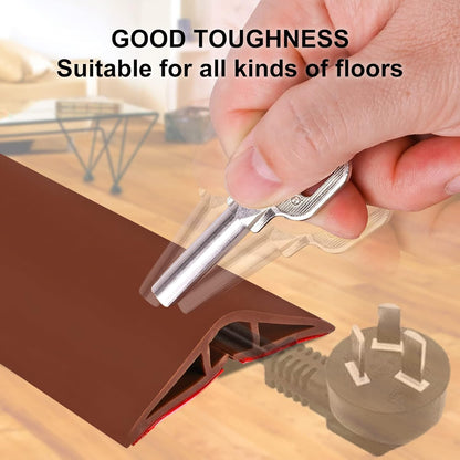 6.5Ft Floor Cord Cover Brown Silicone Cable Protector Easy to Install Wire Organizer and Hider for Home, Office, Garage (Brown-2m)