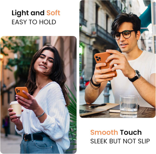 FireNova Designed for iPhone 13 Pro Case, Silicone Upgraded [Camera Protection] Phone Case with [2 Screen Protectors], Soft Anti-Scratch Microfiber Lining Inside, 6.1 inch, Kumquat