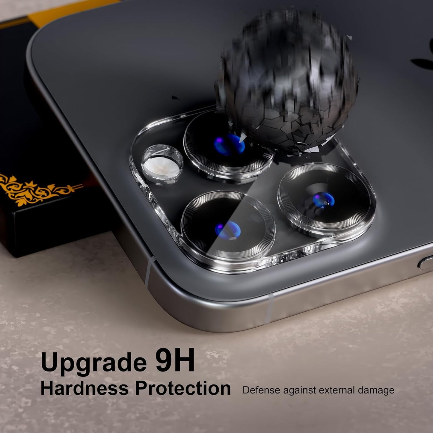 beuxece for 6 Pack iPhone 16 Pro/iPhone 16 Pro Max Camera Lens Protector [Drop Protection] [Case Friendly] [Easy Installation] 9H Tempered Glass Camera Screen Protector Cover, CD Black