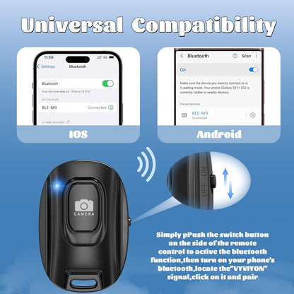 MAIRAN 2 Pack Rechargeable Wireless Camera Remote Shutter for iPhone and Android Smartphones, Bluetooth Phone Remote Control,Selfie Button for Photos and Videos Charging Cable and Wrist Strap Included