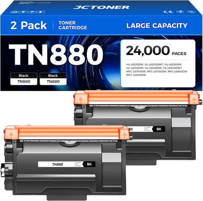 TN880 Black Toner Cartridge 2-Pack High Yield Compatible for Brother TN-880 TN850 TN820 TN890 HL-L6200DW L6200DWT L5200DW L5100DN L6400DW MFC-L5800DW L5700DW L6700DW L6800DW DCP-L5600DN Printer Ink