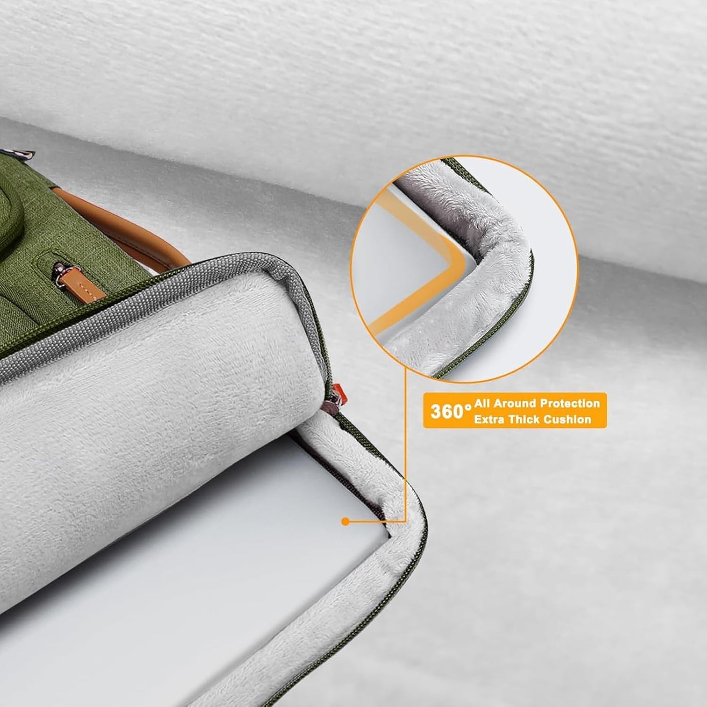 MOSISO 360 Protective Laptop Case 13.3 inch, 13-13.3 inch Laptop Sleeve Compatible with MacBook Air/Pro 13 / Pro 14,HP Dell Acer ASUS,Side Open Carrying Case with 4 Zipper Pockets&Handle, Olive Green