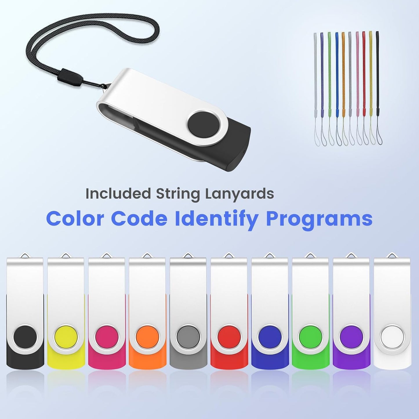 ABLAZE Flash Drives 4GB 20 Pack, USB 2.0 Thumb Drive Bulk with Lanyards Swivel Memory Stick U Disk 4GB Pendrive USB Pack (Mixcolors)