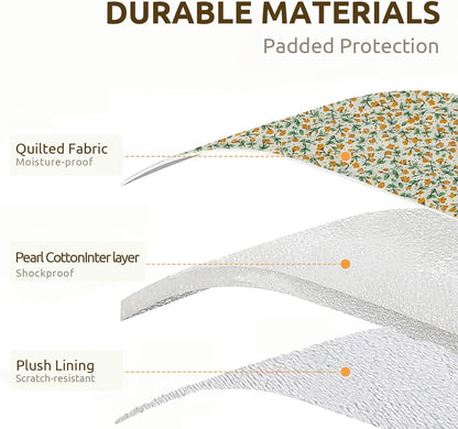 Puffy Laptop Sleeve 13-15.6 Inch Cute Quilted Laptop Protective Case Padded Floral Computer Sleeve for MacBook (B-Yellow, 11 Inch)