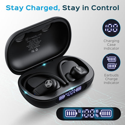 TREBLAB X4 Wireless Earbuds with Earhooks – 253H Battery, ENC Mic, Bluetooth 5.4, USB-C Charging Case, IPX5 Waterproof, Noise Isolating, for Running, Calls, Workouts – Bluetooth Over Ear Ear Buds