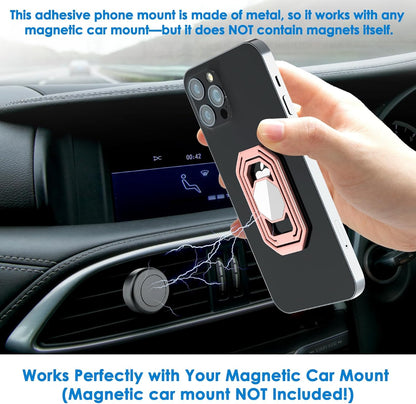Phone Ring Holder Finger Kickstand, 360° Rotation Metal Phone Grip for Magnetic Car Mount Foldable Cell Phone Stand Compatible with Most Smartphones