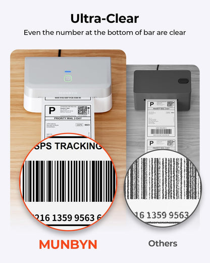MUNBYN Bluetooth Thermal Label Printer RW403B, Wireless 4x6 Shipping Label Printer for Small Business, Compatible with Android, iPhone, Windows, Mac, Chromebook, Print Width 1.57"-4.25"