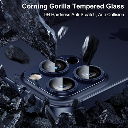 Esanik 2 Pack for iPhone 15 Pro/iPhone 15 Pro Max Camera Lens Protector (Blue Titanium)