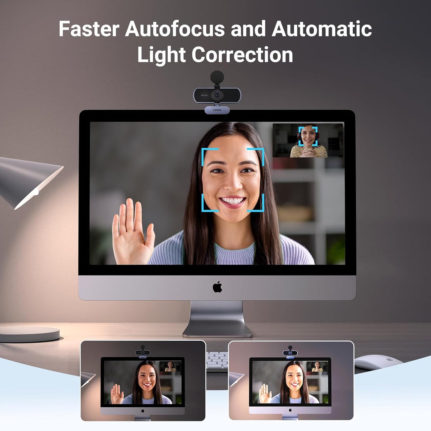 UGREEN 2K Webcam, Full HD 1080P Webcam for PC, Web Camera with Autofocus, Privacy Cover, Dual Noise Cancelling Mics, Computer USB Camera for Streaming, Conferencing, Calling, Zoom, Skype, Teams