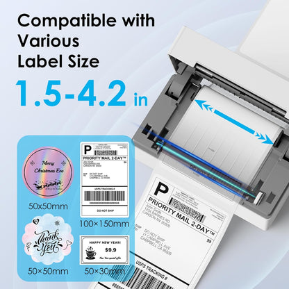 Bluetooth Thermal Shipping Label Printer, 4x6 Portable Thermal Address Label Printer for Small Business, Compatible with iPhone,Android,Windows,Mac,Chromebook –Works with Ebay Shopify USPS&More
