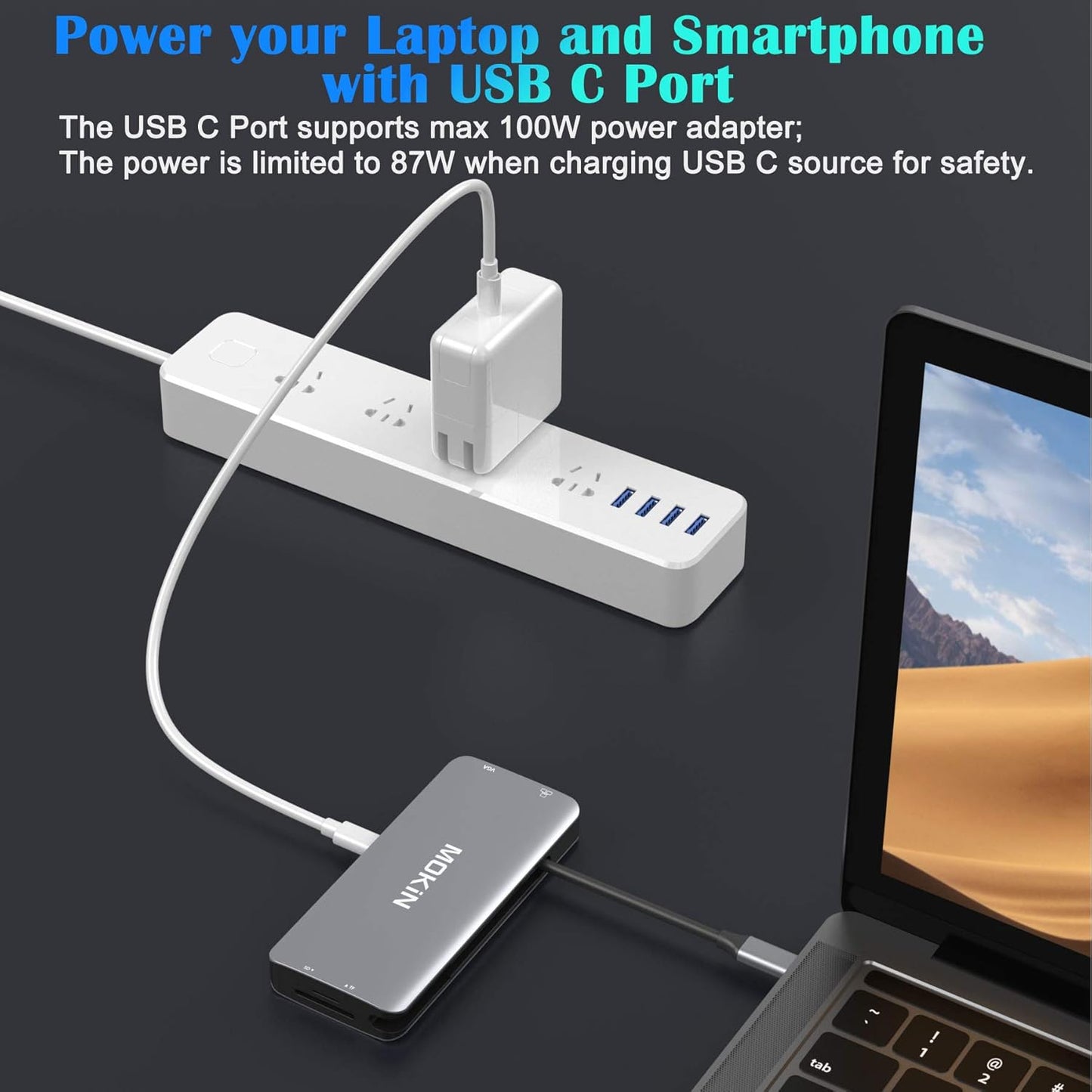 USB C Hub Multiport Adapter-10 in 1 Portable Dongle with 4K HDMI, VGA, Ethernet, 3 USB Ports, Audio, PD Charger, SD/Micro SD Card Reader Compatible for MacBook Pro, XPS More Type C Devices.