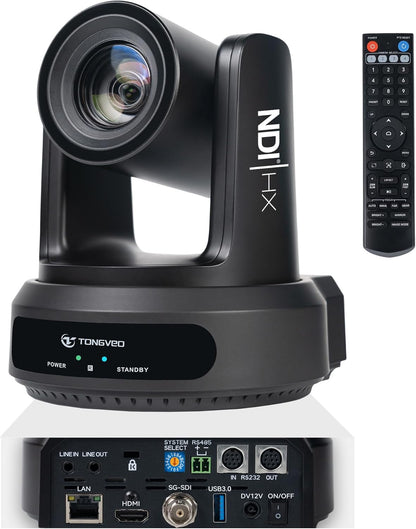 NDI AI Auto-Tracking IP PTZ Camera SDI/HDMI/USB3.0/LAN PoE 30X Optical + 16X Digital Zoom 1080P 60fps for Live Streaming Church Services Education Video Conference with OBS vMix and More