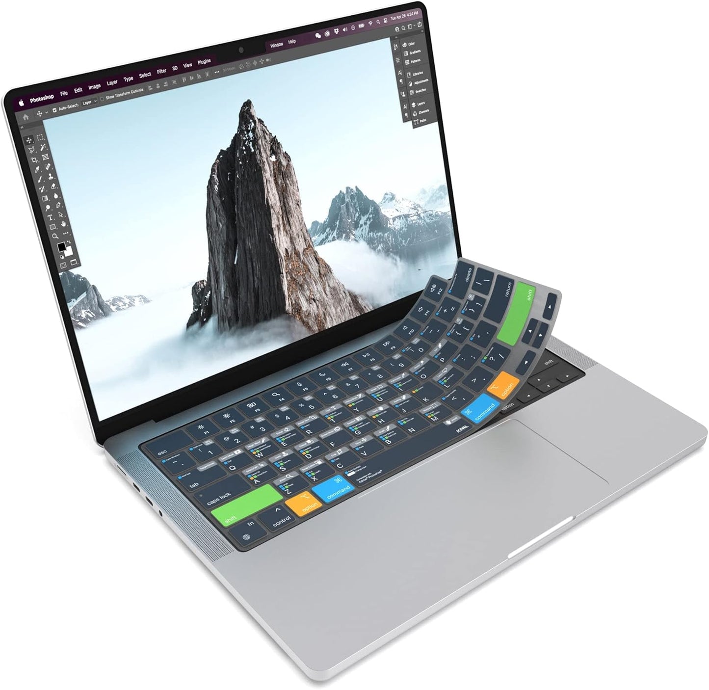 JCPal Adobe Photoshop Shortcut Guide Keyboard Cover for Apple MacBook Pro 14 inch and MacBook Pro 16 inch (M1-M4 Models) and MacBook Air 13 inch and MacBook Air 15 inch (M2-M4 Models) (US-Layout)