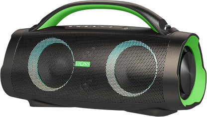 DOSS Extreme Boom Pro Loud Bluetooth Speaker with 100W Stereo Sound, Extra Bass, 20H Playtime, Party-Sync Led Lights, Built-in Power Bank, IPX6 Waterproof for Outdoor, Camping, Pool-Green