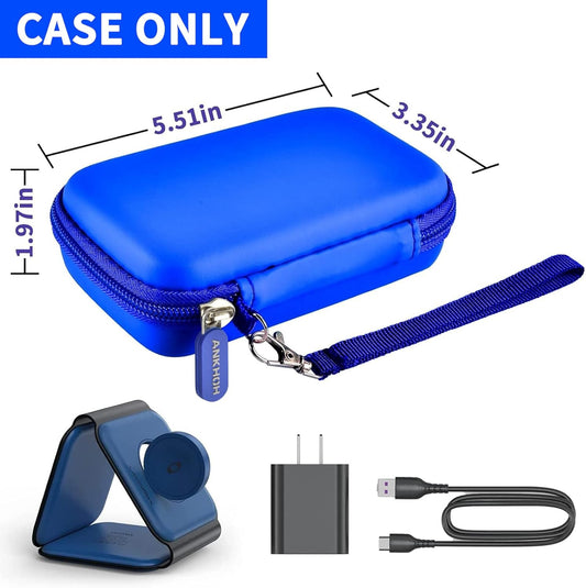 Travel Case for UCOMX for Nano/for Iseyyox/for LISEN/for RTOPS 3 in 1 Wireless Charger, Foldable Magnetic Charging Station Storage Holder Bag for Fast Charge Pad Cable and Adapter, Blue-Box Only