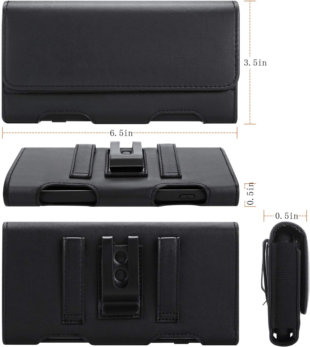 BECPLT for iPhone Air 17 Pro Max 16/15/14/13/12/11 Pro Max Holster Case Belt Clip Case Leather Holster Pouch Belt Case with Card Holder for Galaxy S25+ S24/S23/S22/S21 Plus -Black