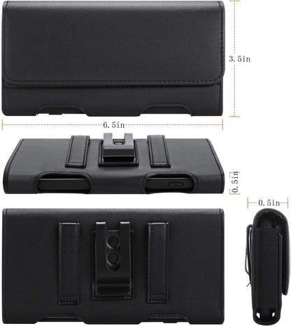 BECPLT for iPhone Air 17 Pro Max 16/15/14/13/12/11 Pro Max Holster Case Belt Clip Case Leather Holster Pouch Belt Case with Card Holder for Galaxy S25+ S24/S23/S22/S21 Plus -Black