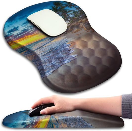 Mouse Pad Wrist Support, Ergonomic Mouse Pad with Massage Dot, Comfortable Computer Mouse Pad for Laptop, Wrist Rest Pain Relief Mousepad with Non-Slip PU Base for Office & Home, 12 x 8 in