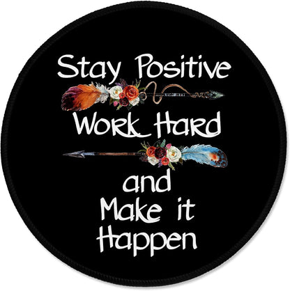 ITNRSIIET Round Mouse Pad with Stitched Edge Premium-Textured Waterproof Non-Slip Rubber Base Desktop Protection Mat Diameter 8.7 inches, Inspirational Quote Black