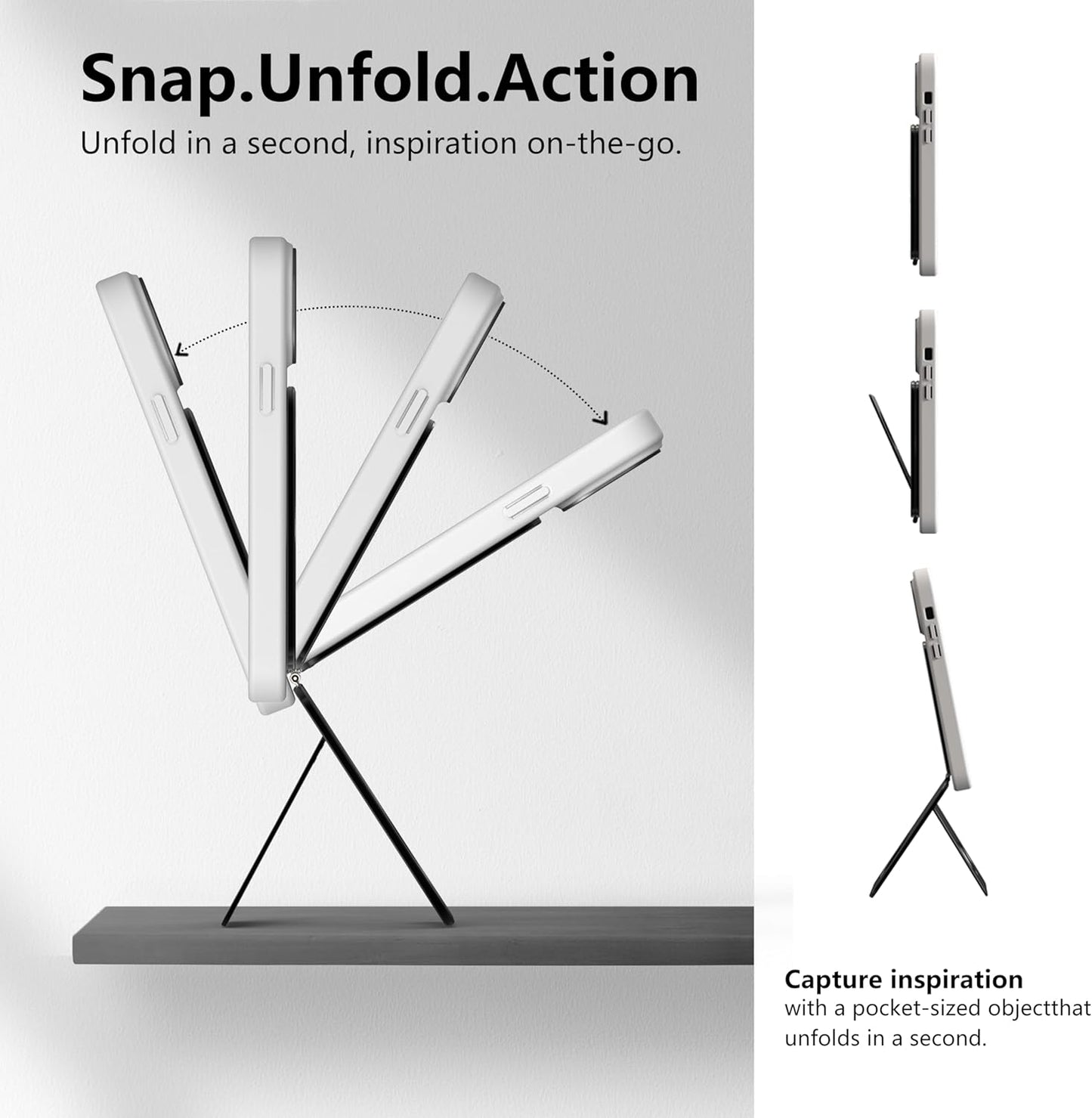 Phone Tripod Stand, Aluminum Alloy Mini Tripod Compatible with Magsafe iPhone 16/15/14/13/12 Series, Foldable Strong Magnetic Phone Stand, Mult-Angle Adjustment Selfie Stick (Mosaic Grey)