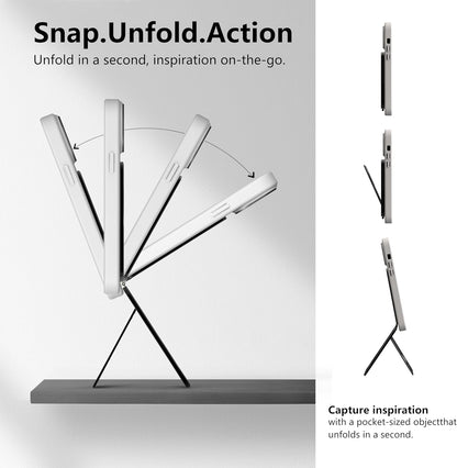 Phone Tripod Stand, Aluminum Alloy Mini Tripod Compatible with Magsafe iPhone 16/15/14/13/12 Series, Foldable Strong Magnetic Phone Stand, Mult-Angle Adjustment Selfie Stick (Mosaic Grey)