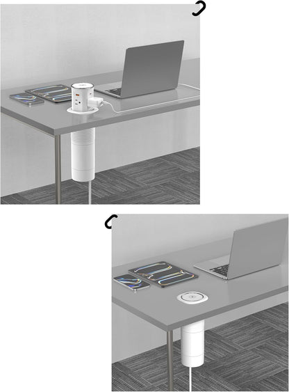 Jgstkcity Pop Up Outlet for Countertop 3.15-inch Desk Wire Hole Insert,9-in-1 Power Strip with 15W Wireless Charger,4 Outlets 4 USB Ports,15Amp Tamper Resistant Receptacle, ETL Listed