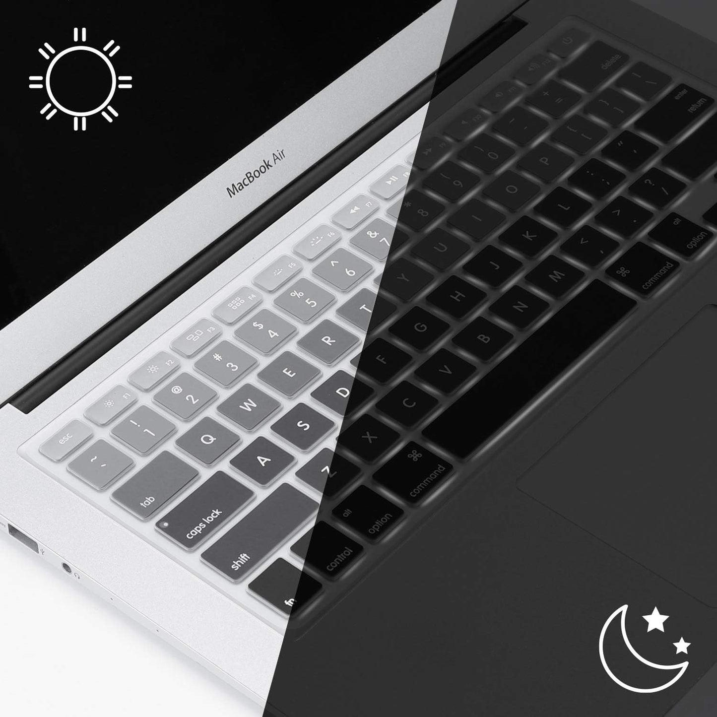 Allinside Gray Ombre Keyboard Cover Skin for MacBook Pro 13" 15" 17" (2015 or Older Version), MacBook Air 13" A1369/A1466, Older iMac Wireless Keyboard MC184LL/B
