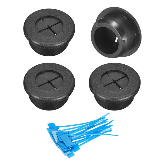 uxcell 4Pcs Cable Cord Grommet, 13/16"(20mm) Rubber Desk Grommets Wire Pass Through Hole Cover with Marked Cable Ties for Home Office Cable Wire Protection, Black
