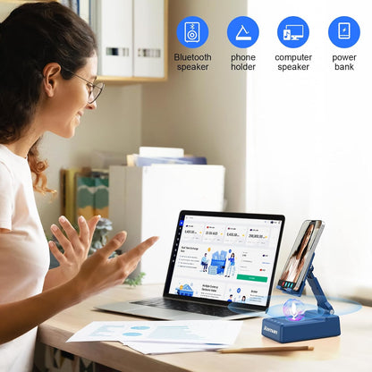 JTEMAN Gifts for Men Women,Cell Phone Stand with Bluetooth Speaker,Cool Tech Gadgets,Unique Birthday Gifts for Men Husband Mom Dad-Blue