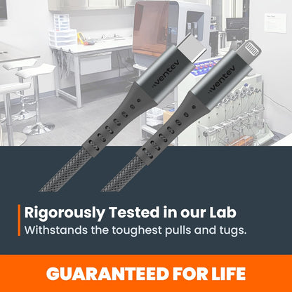 Ventev - Helix 3ft Expandable iPhone Cable | Fast Charging USB C to Apple Lightning Cable | Compatible with iPhone 14/13/12/11 | Coiled MFi Certified iPhone Charger Cord - Gray