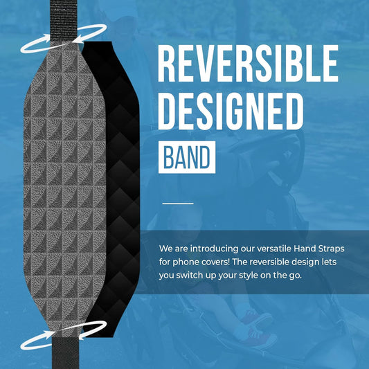 Phone Grip Strap - Reversible Finger Holder for Phone Back, Customizable Anti-Slip Design, Wireless Charging Compatible Detachable Holder for iPhone - Knurled Black