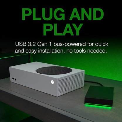 Seagate Game Drive for Xbox 5 TB External Hard Drive Portable HDD - USB 3.2 Gen 1, Black with Built-in Green LED bar, Xbox Certified, 3 Year Rescue Services(STKX5000403)