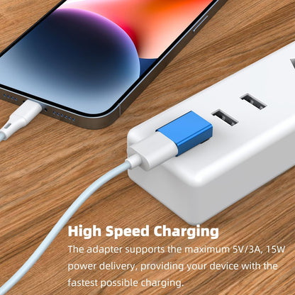 AreMe 90 Degree USB 3.0 Adapter 4 Pack, Up and Down Angle, Left and Right Angle USB A Male to Female Converter Extender for PC, Laptop, USB A Charger, Power Bank and More (Blue)