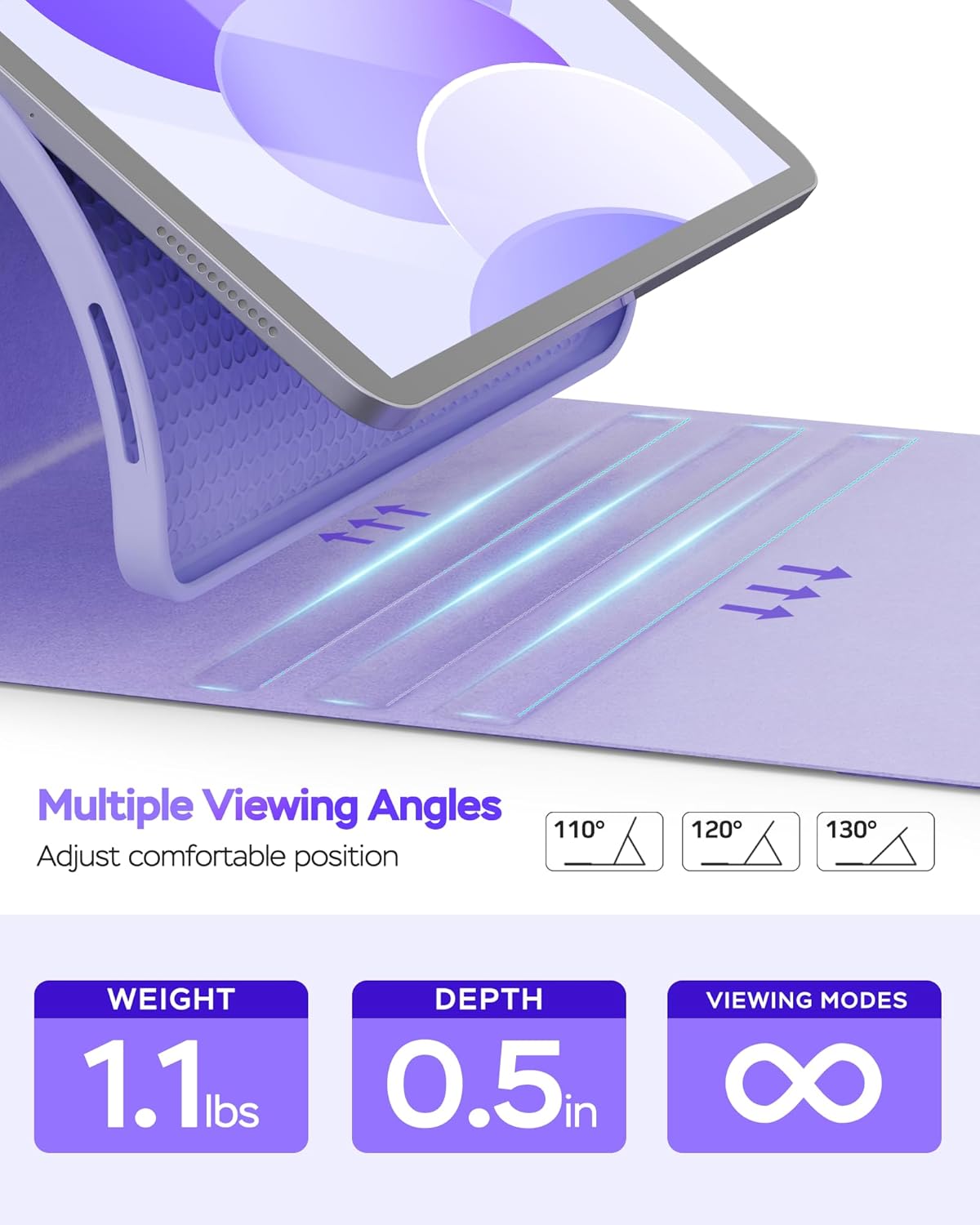 Folio Keyboard Case for iPad 10th Gen 10.9 inch (2022) and iPad 11th (A16, 2025), Magnetic Wireless Detachable Keyboard, 7-Color Backlight, Thin & Light, Pencil Holder (Purple)