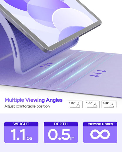 Folio Keyboard Case for iPad 10th Gen 10.9 inch (2022) and iPad 11th (A16, 2025), Magnetic Wireless Detachable Keyboard, 7-Color Backlight, Thin & Light, Pencil Holder (Purple)