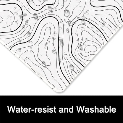 ITNRSIIET Mouse Pad with Stitched Edge Premium Textured Smooth Precise Operation Waterproof Washable Non-Slip Rubber Base Desktop Protection Mat, 10.2×8.3×0.12 inches, Topographic Contour White