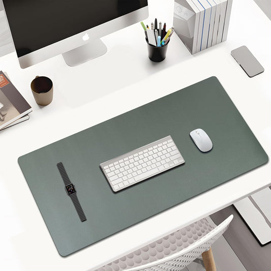 KINGFOM Desk Pad Office Desktop Protecter, PU Leather Desk Mat Blotters Organizer with Comfortable Writing Surface (47.2" x 23.6", Green)