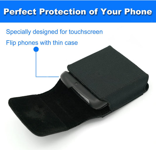 BECPLT for Galaxy Z Flip7 FE 7 6 5 4 3 Nylon Cell Phone Pouch Holster Case with Belt Clip Cover for Samsung Galaxy Z Flip 5G Motorola Razr 40 Ultra Motorola Razr 2022 2019