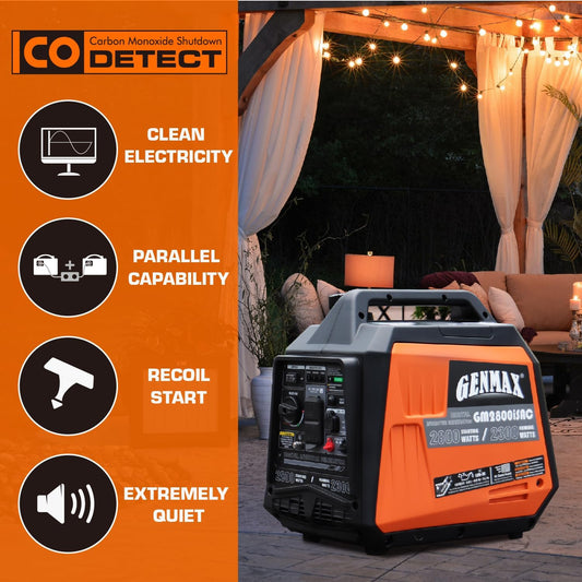 GENMAX Generator，EPA Compliant, Eco-Mode Feature, Ultra Lightweight for Backup Home Use & Camping